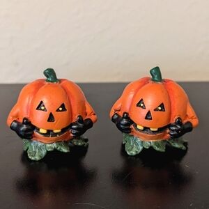 Vintage Mini Henchmen Jack-o'-lantern Taper Candle Toppers